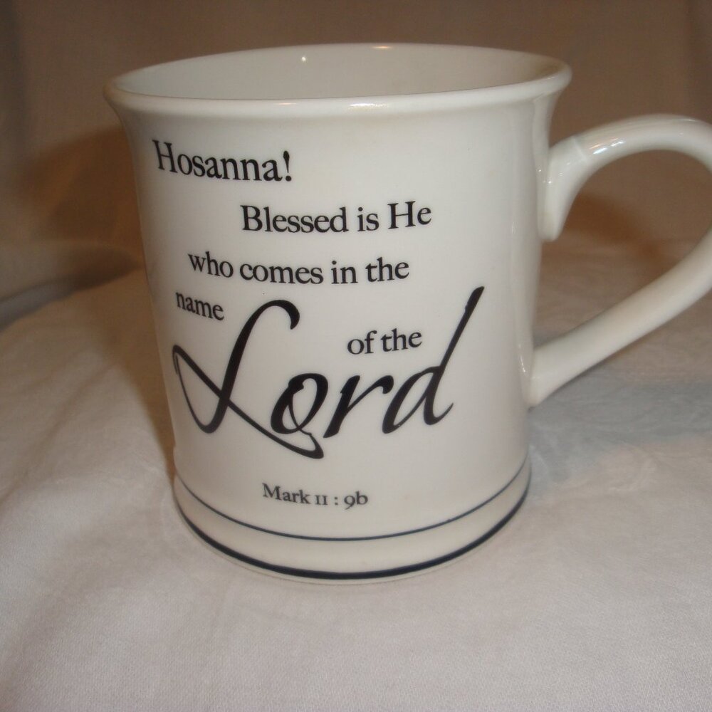 Coffee Mug White Black Lettering Mark 11:96 Home Essentials EUC